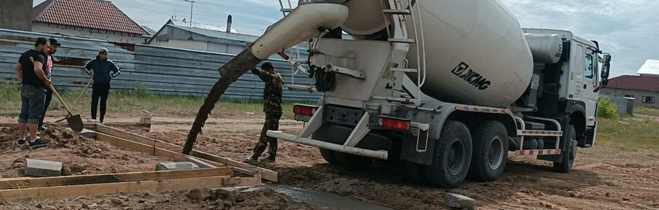 Выгрузка бетона на объекте в Ерёмино
